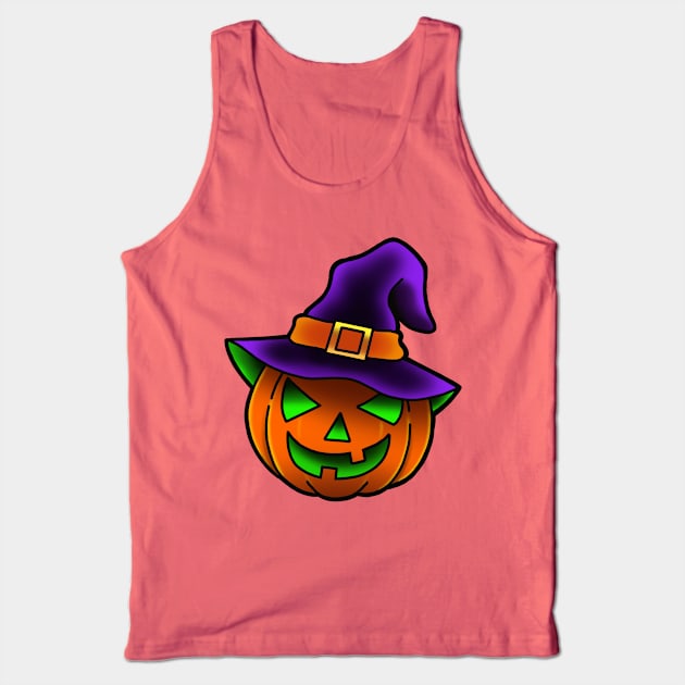 Halloween Pumpkin Tank Top by Glockink